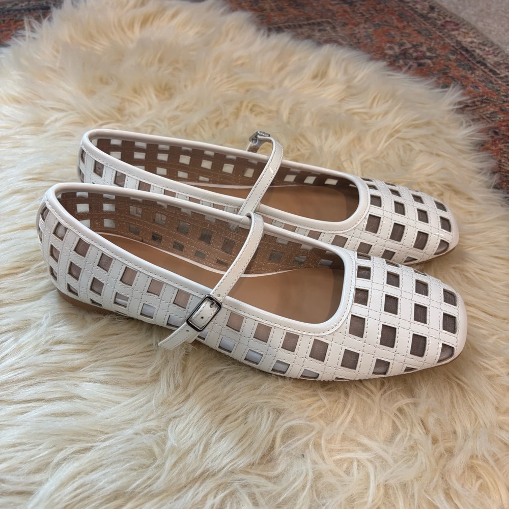 Wild Fable White Lattice Mary Jane Ballet Flats - Square Size 9